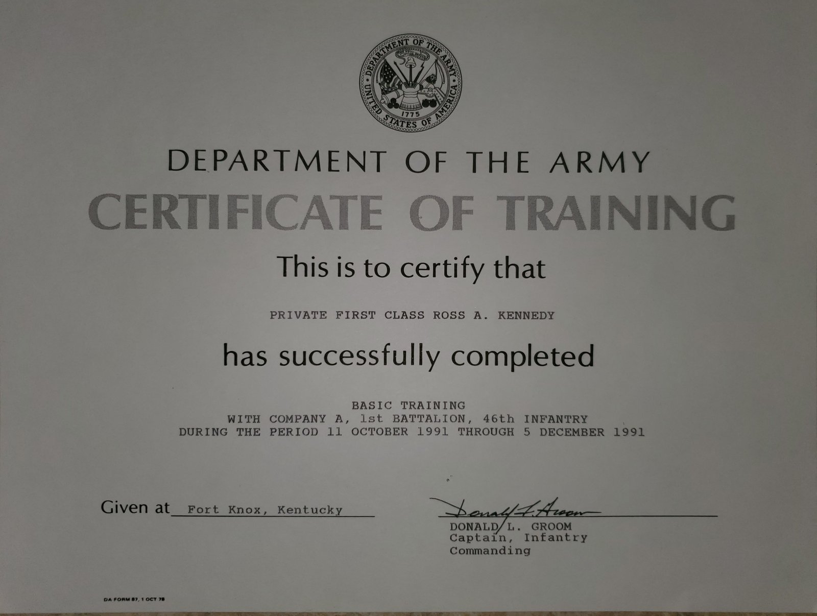 Military basic training record